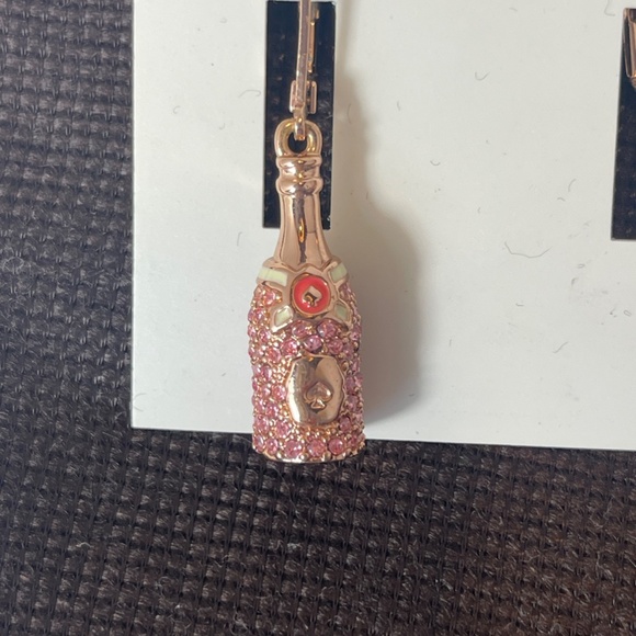 New Kate Spade Pink Sparkly Champagne Bottle Earrings - Picture 3 of 5